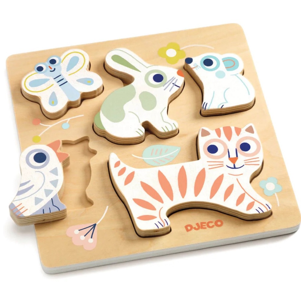 Wooden Puzzle Board - Baby Animals